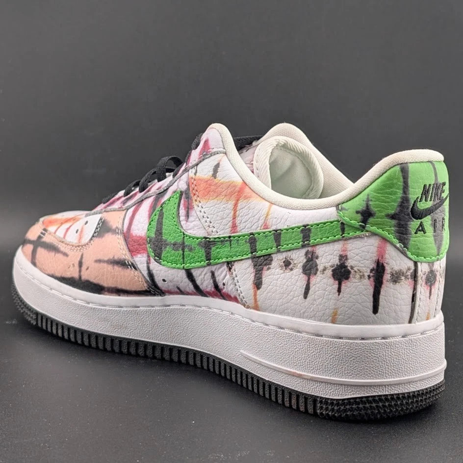 Nike Air Force 1 Low Black Tie Dye Sneakers Women's Size 7.5 A Beaut! CW1267-101 SoleComfort.shoes