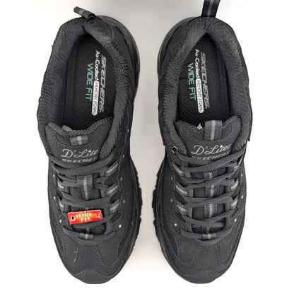 Skechers Womens Size 9.5W D'Lites Play On Black Lace-Up Oxford Sneaker 11949BBK Skechers