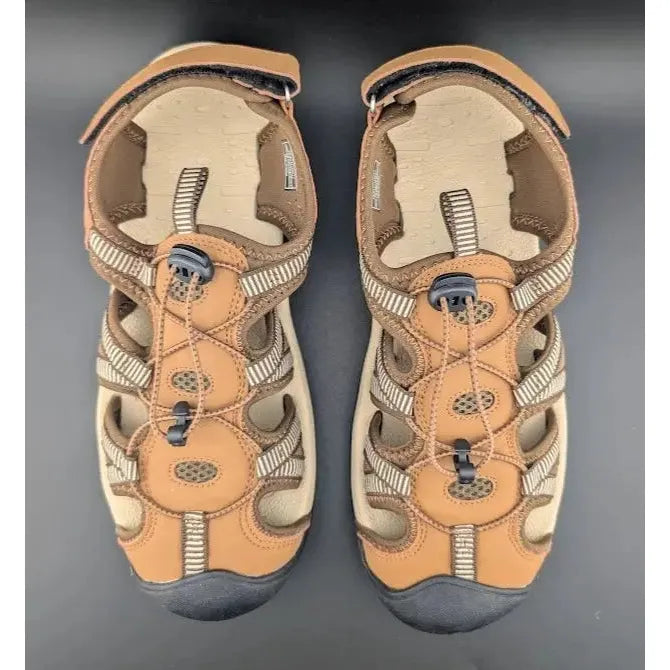 Mens Size 9.5 Tan Summer Sport Fishman Sandals - Comfy Beach Water Walking Shoes - SoleComfort.shoes