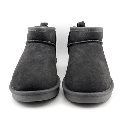 Women Genuine Grey Suede Booties w/  Faux Fur Lining Memory Foam Slip-on Boots Dream Pairs
