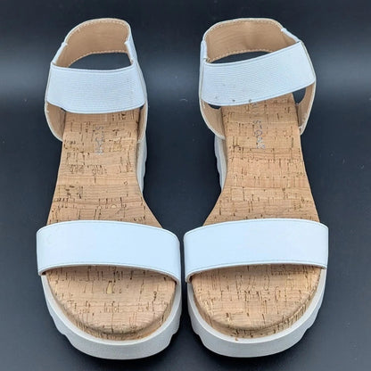 NIB Sun + Stone Women’s Red/White Cork Slip On Strappy Platform Sandal Open Toe Sun & Stone