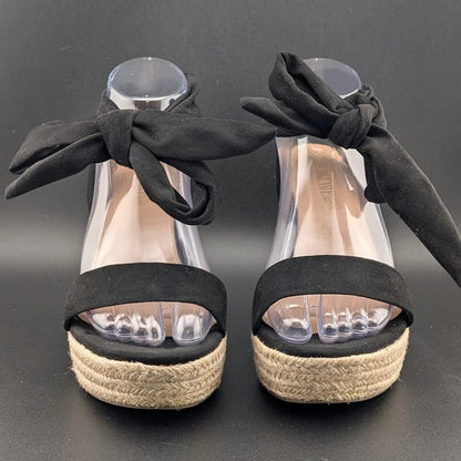 DREAM PAIRS Womens Sz 8.5 Open Toe Espadrille Wedge Tie Lace Up Ankle Platforms. SoleComfort.shoes