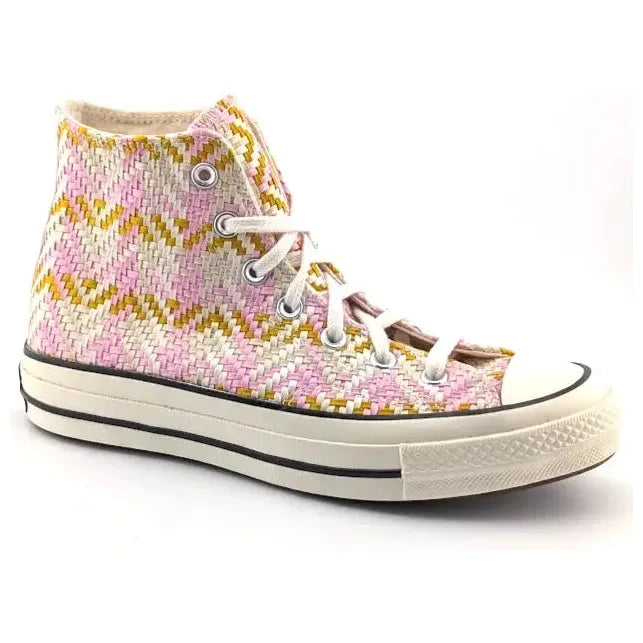 Converse Chuck Taylor All-Star Lift Platform | Women's Size 8, Men's 6 | Pink White Yellow Weave Converse