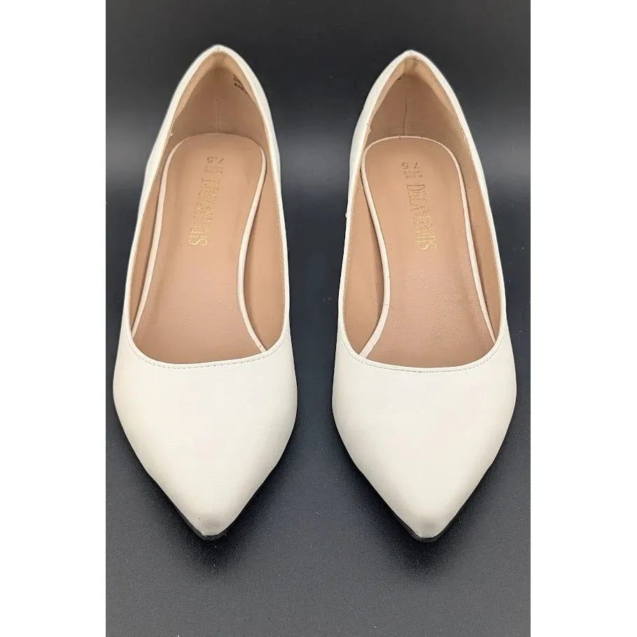 DREAM PAIRS Sz 7.5 Women Low Chunky Block Heel Pointed Toe Comfort Slip On Pumps SoleComfort.shoes