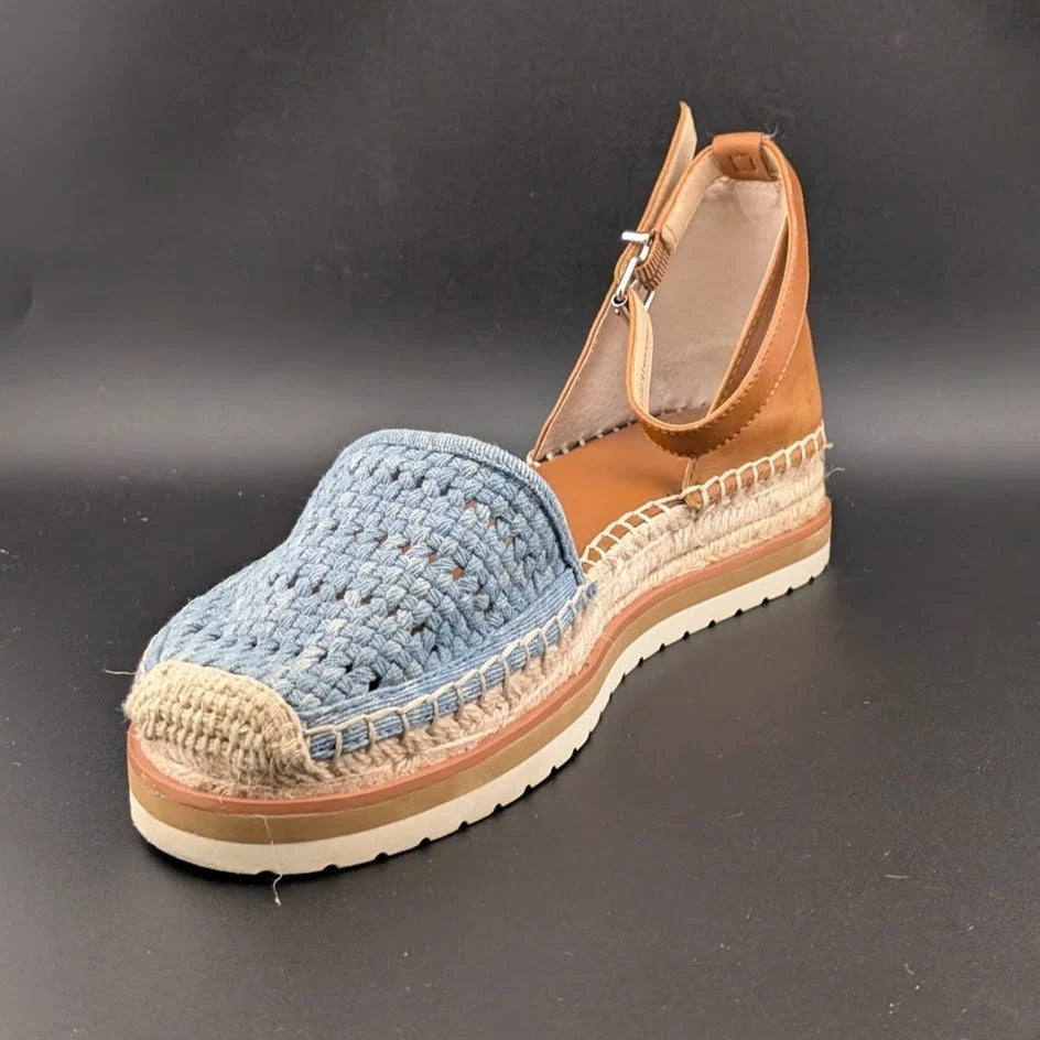 Vince Camuto Size 9.5 Women's Blue Espadrille Sandals w/ Ankle Strap Closed Toe SoleComfort.shoes