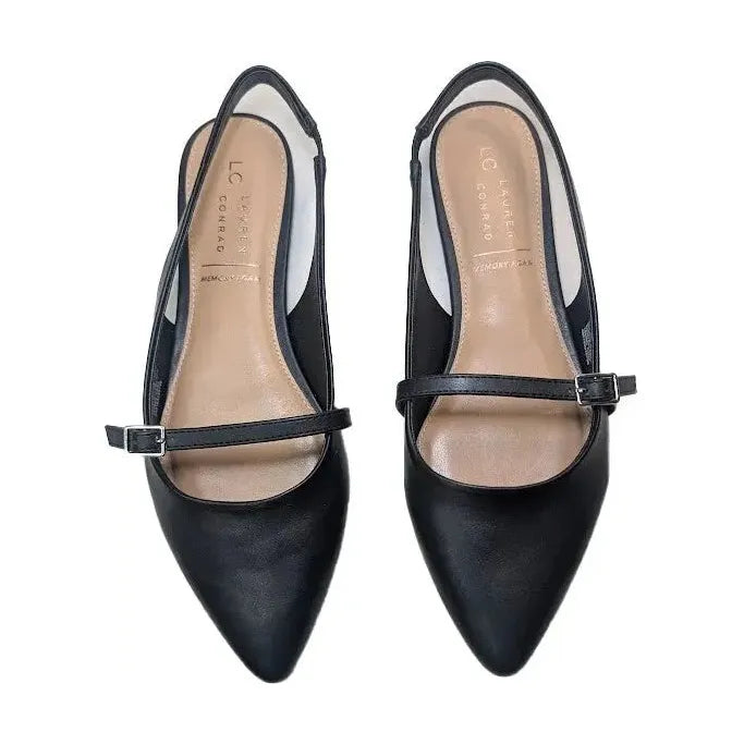 LC Lauren Conrad Women's Size 9.5 Danyelle Black Slingback Flat Shoes LC Lauren Conrad