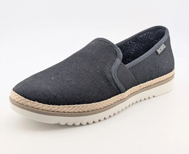 SKECHERS WOMEN'S Size 7 FLEXPADRILLE LO BALLET FLAT BLACK Espadrille 114020