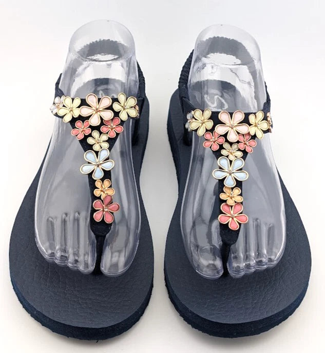 LOT of 2*NEW Skechers Womens Yoga Foam Brown Flip Flop & Blue Cali Sandal Size 9